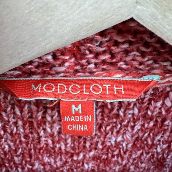 Modcloth orange marled cardigan knit sweater drape with pockets medium - Picture 2 of 5